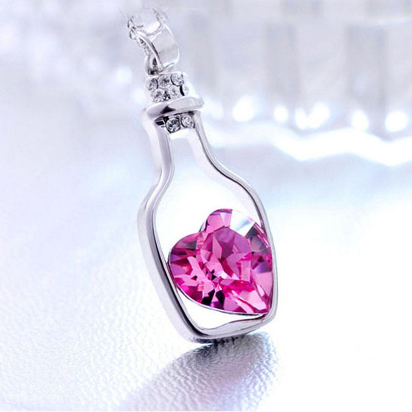 3colors Heart Crystal Pendant Necklace