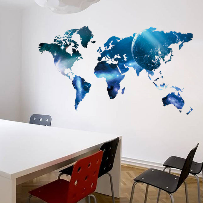 World Map Removable Vinyl Wall Sticker  Home Office Art Decal